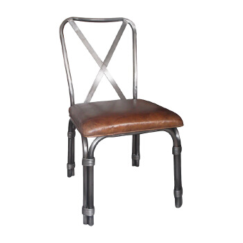 Vintage Hotel Bistro Retro Rural Cross Back Metal Frame Linen Fabric Seat Upholstered Dining Chair